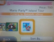 An error on the Nintendo eShop listing Mario Party: Island Tour as a Nintendo Entertainment System game.