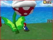 Mario up against a Big Venus Fire Trap.