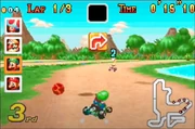 Luigi sidesteps the volcanic debris.
