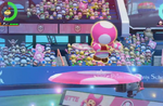 Toadette realizando su golpeo especial en Mario Tennis Aces