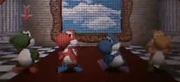 The Yellow Yoshi alongside the other playable Yoshis.
