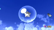 A Silver Star, as it appears within a bubble, in Super Mario Galaxy