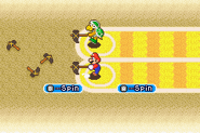 Mario Party Advance screenshot of the hammer-throwing competition in the Hammerama quest