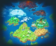 Concept art of the Mushroom World continent in The Super Mario Bros. Movie.