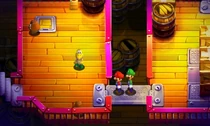 Mario et Luigi dans l'avant-dernière salle du vaisseau.