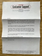 Letter included with the "Limited VIP Pak"