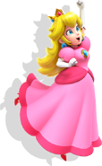 Peach with a drop shadow behind her