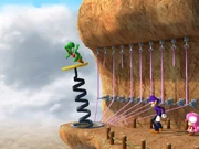 Yoshi is launched by a spring, eliminating him.