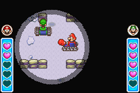 Mario and Luigi facing off in the minigame