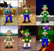 Luigi en todos sus trajes