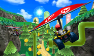 Mario gliding through the air.
