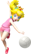 Peach catching the Volleyball.