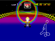 Rainbow Road in Mario Kart 64.