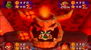Bowser hails the volcanic debris.