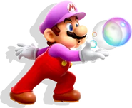 Bubble Mario with a drop shadow behind him