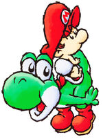 SMW2 Artwork Baby Mario und Yoshi