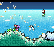 Several Goonies flying the skies (some Goonies can also be seen in the background).