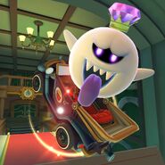 Roi Boo (Luigi's Mansion) effectuant une figure sur le Coupé Pétoche