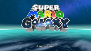 Title screen of Super Mario Galaxy.