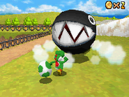 Un Chomp enchaîné dans Super Mario 64 DS