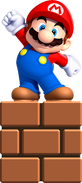 Small Mario in a top of a brick block, artwork of New Super Mario Bros. U.
