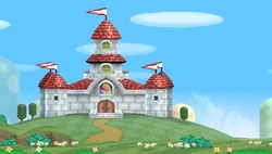Peach's Castle, as it appears in New Super Mario Bros