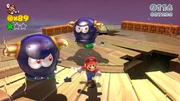 Bullies charging around Mario in Super Mario 3D World.