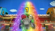Rainbow Road as it appears in Paper Mario: Color Splash.