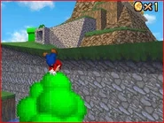 Mario climbing a Tree on the Tiny Island.