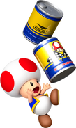 Toad juggling cans