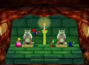 The players try to destroy their Bowser Statues.