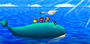 Goonies flying above the Mushroom Kingdom Ocean.