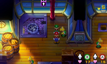 Mario et Luigi dans la dernière salle, à proximité d'un bloc sauvegarde.