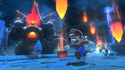 Mario avoiding Fury Bowser's falling spikes