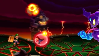 Mario & Luigi using the Fire Bros. attack on  in the 3DS remake.