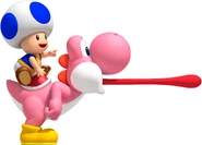 Pink Yoshi and Blue Toad NSMB Wii artwork.jpg (1.15 MB) New Super Mario Bros. Wii