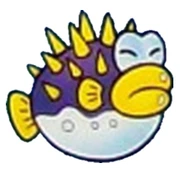 Ilustración de Porcupuffer en Super Mario World