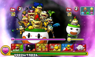 Die Koopalinge, Bowser Jr. und Bowser im finalen Kampf von Puzzle & Dragons Super Mario Bros Edition (3DS)