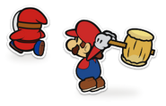 Mario s'apprêtant à frapper un Maskass