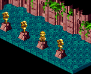 A few of Garro's statues, including The Plumber's Lament, who is actually Mario after being disguised by Garro