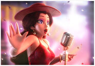 Pauline cantando "Jump Up, Súper Star!" en Super Mario Odyssey