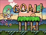 The Cyan Yoshi passes  to the Yellow Yoshi (SNES).