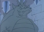 A Giant Bowser Statue at the corridor's end.