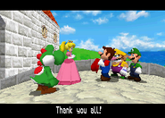 Luigi with the others and Princess Peach in the ending.