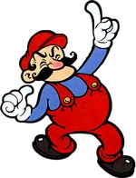 Mario climbing the dangerous construction site.