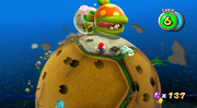 The boss fight against Peewee Piranha