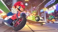 Mario and Luigi whizzing through Electrodrome.