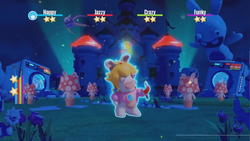 Peach's castle in the background of Naughty Girl.