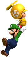 Propeller Toad carrying Luigi