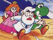 El Dr. Light con la Princesa Peach y Yoshi.